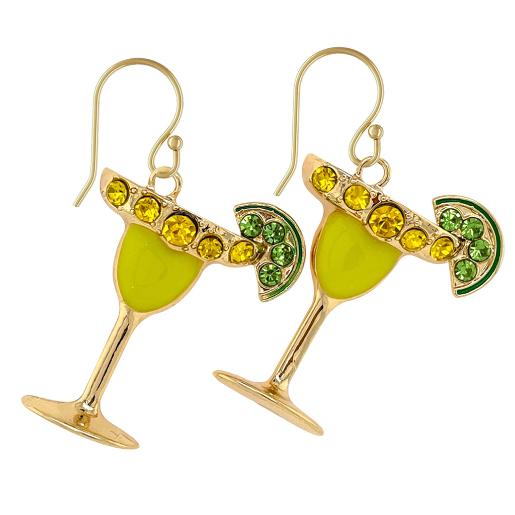 Lime Cocktail Glass Earrings