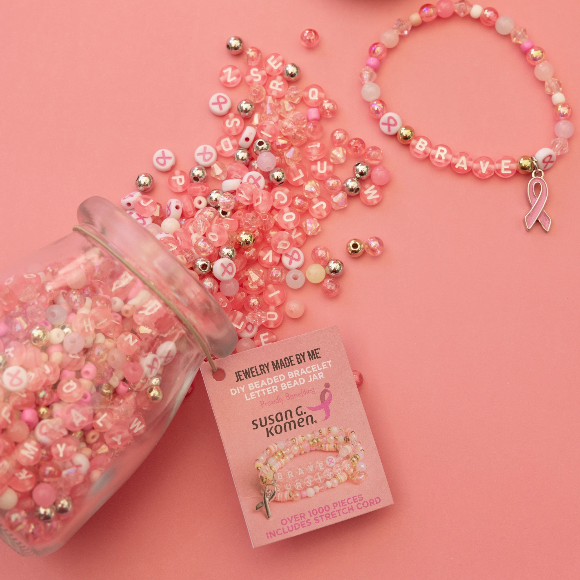 Susan G. Komen Breast Cancer Awareness DIY Pink Letter Bead Jar