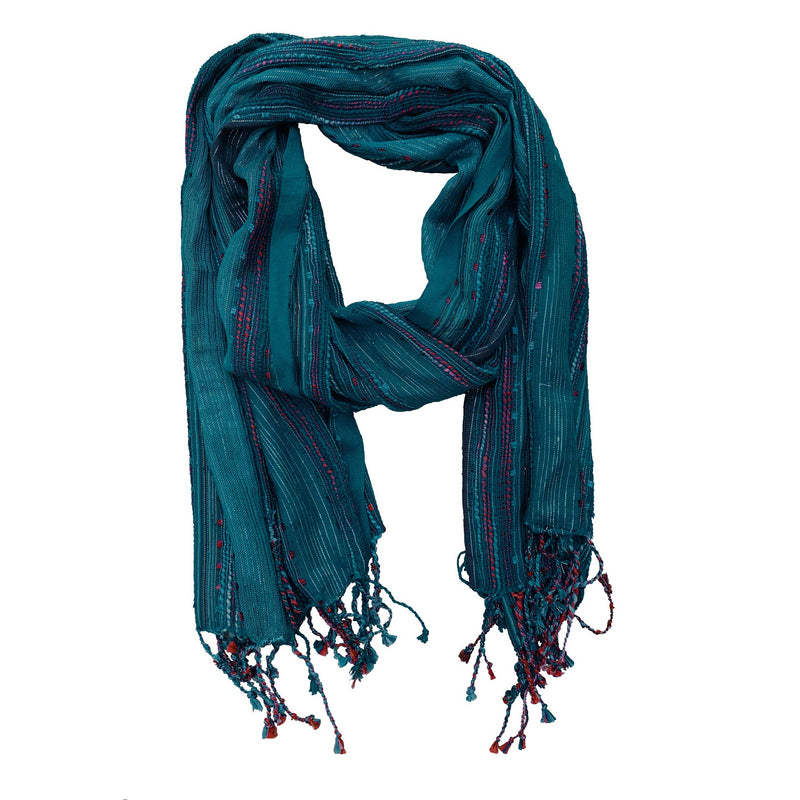 Woven Scarf with Metallic Details, Teal