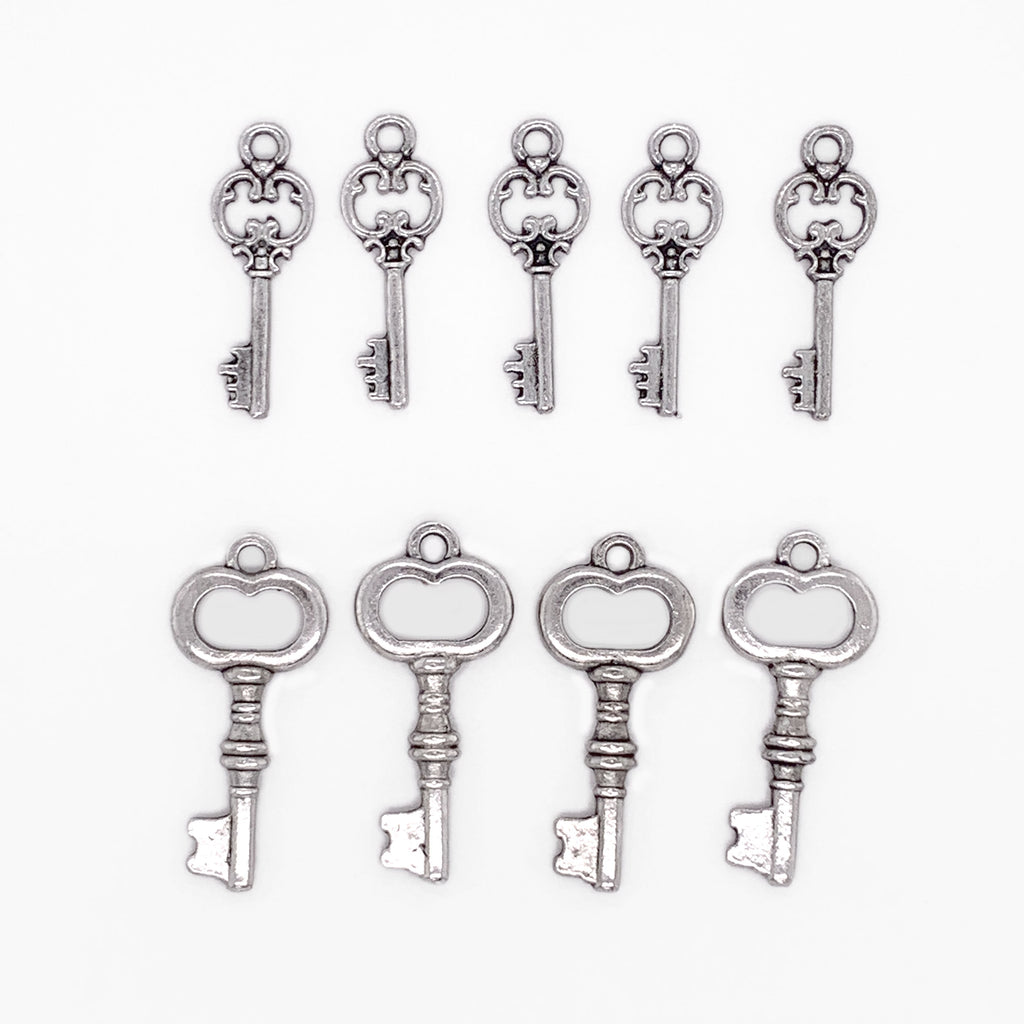 Classic Key Charms in Silver 9pc – Jewelry Made by Me