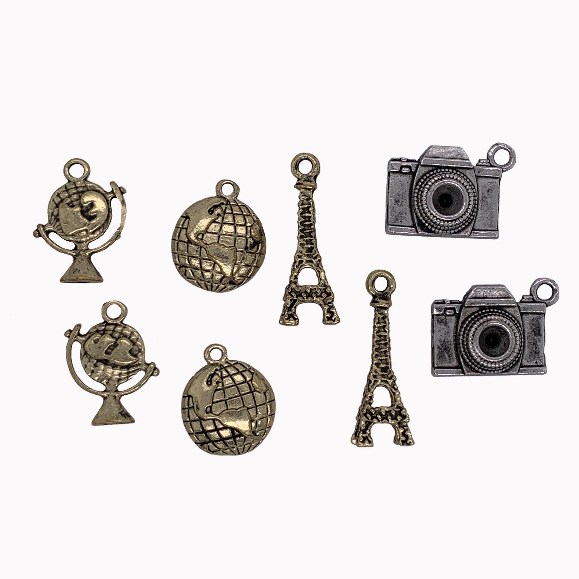 Classic Travel Charms in Gold and Silver 8pc