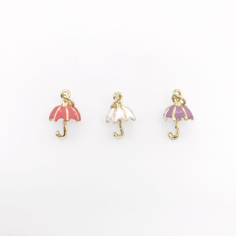Whimsical Umbrella Charms in Gold 3pc