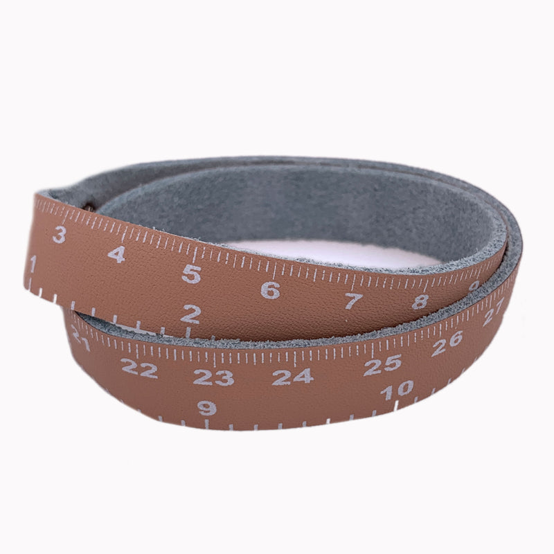 Tan Leather Double Wrap Ruler Bracelet