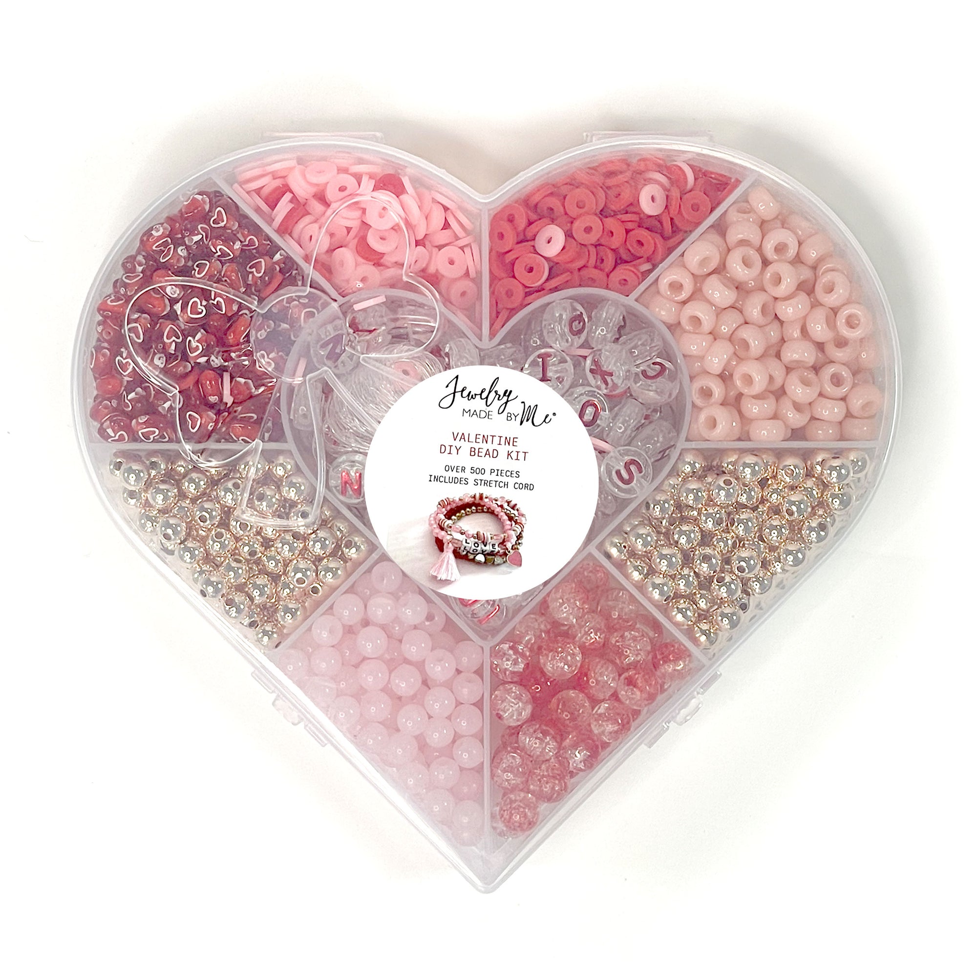 Red &amp; Gold Valentine Heart Box DIY Bead Kit