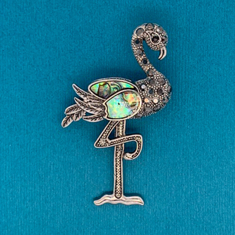 Abalone Shell Vintage Flamingo Brooch