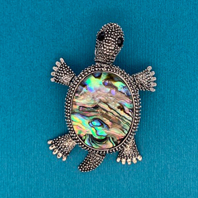 Abalone Shell Sea Turtle Brooch