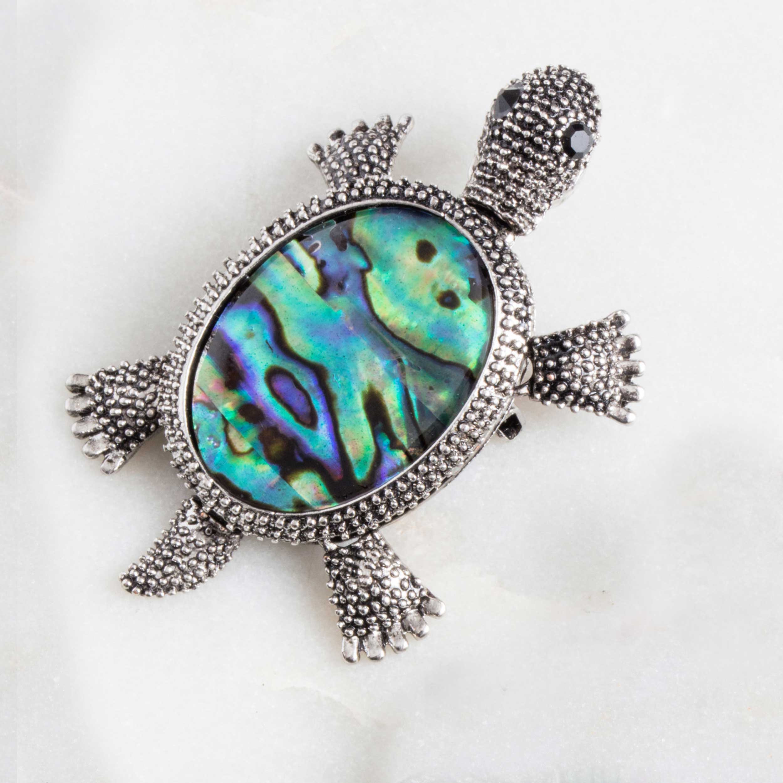 Sterling Leatherback Turtle outlets Brooch with Abalone Paua Shell Inlay