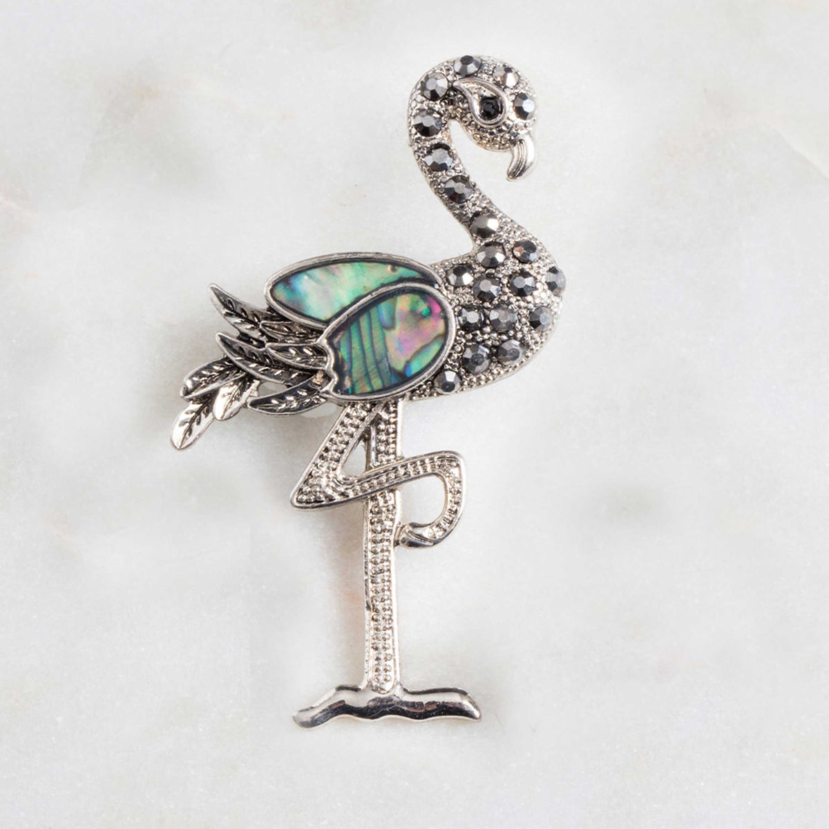 Abalone Shell Vintage Flamingo Brooch