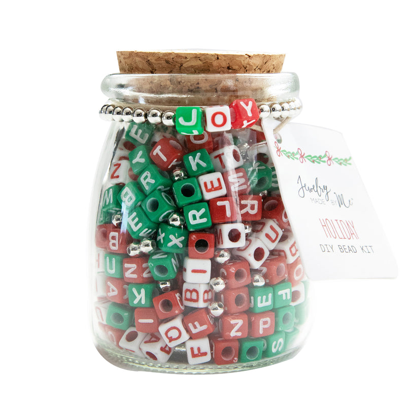 Christmas Joy DIY Bead Jar - Red, Green, White Alphas