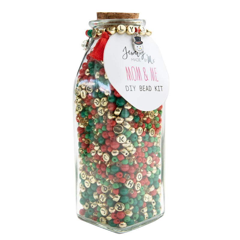 Holly Jolly Christmas Milk Bottle Bead Jar