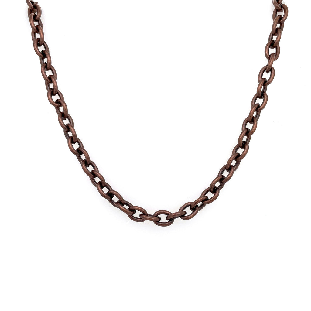 Deluxe Solid Copper Heavy Mens Chain Link 24 inch Necklace