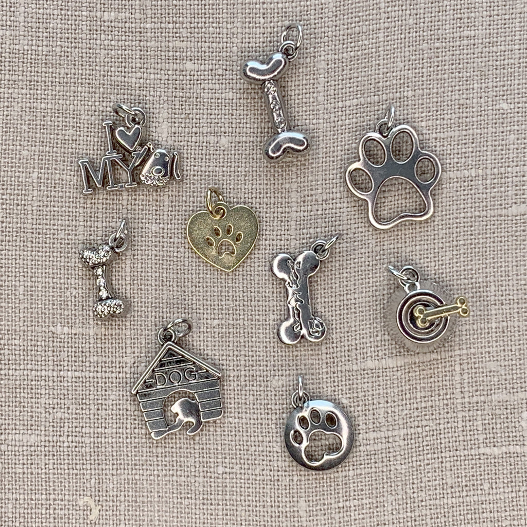 Dog Charms, Assorted Silver/Gold 9pc