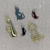 Cat Charms, Assorted Silver/Gold 5pc