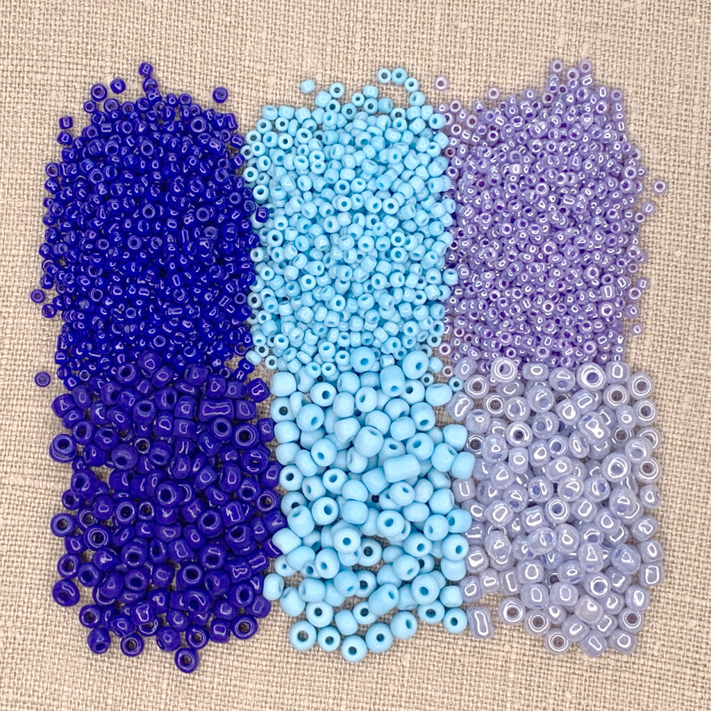 Mixed Seed Bead Assortment, Blue 60gm