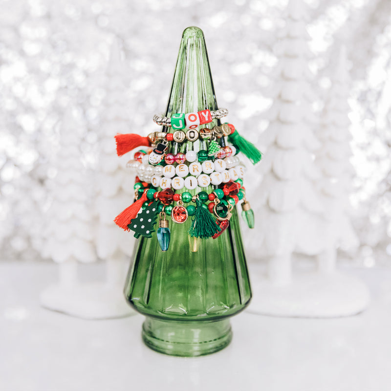 Christmas Joy Milk Bottle Bead Jar