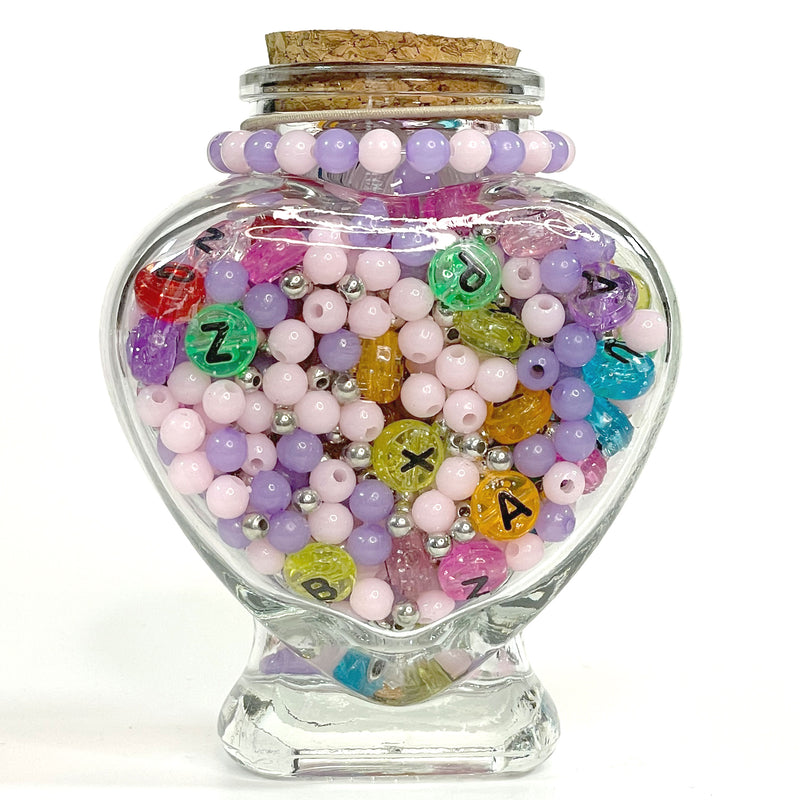 Multi Color LOVE Heart Jar DIY Bead Kit