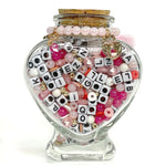 White & Pink Heart Bead Jar