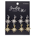 Star Charms with Clear Stones 8pc