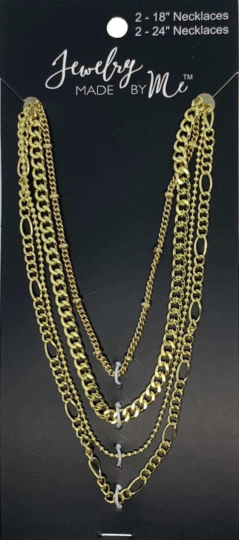 Assorted Chain Necklaces, Gold 4pc Set