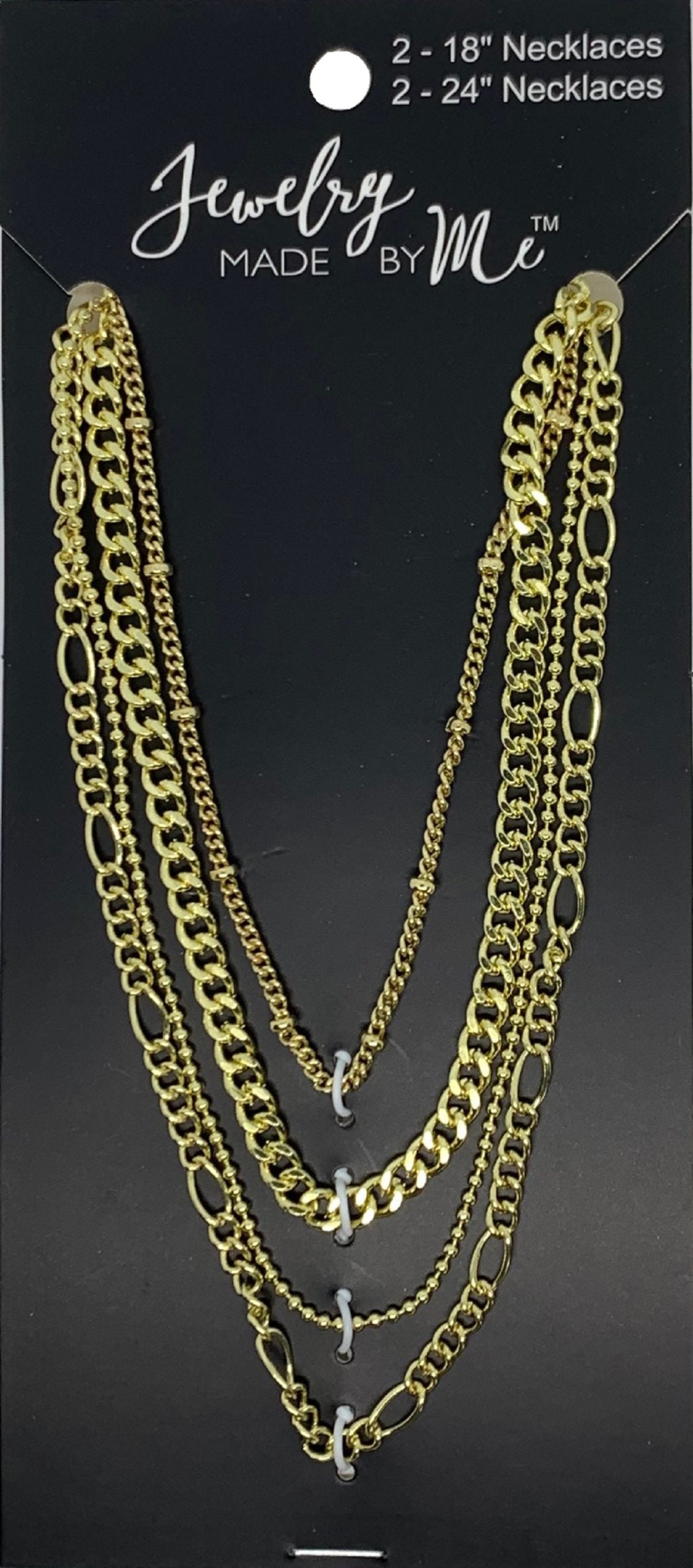 Gold Multi Chain Necklaces 4pc Set