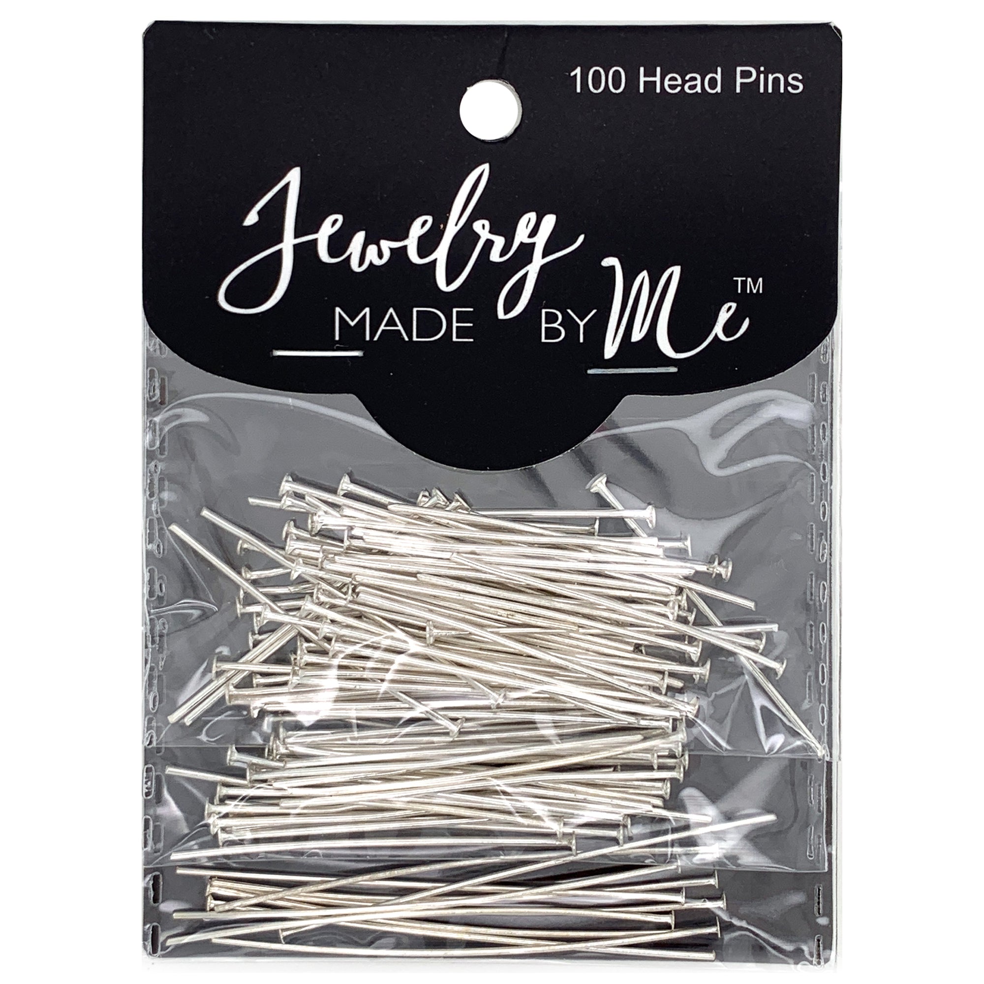 Assorted Head Pins, Silver 100pc