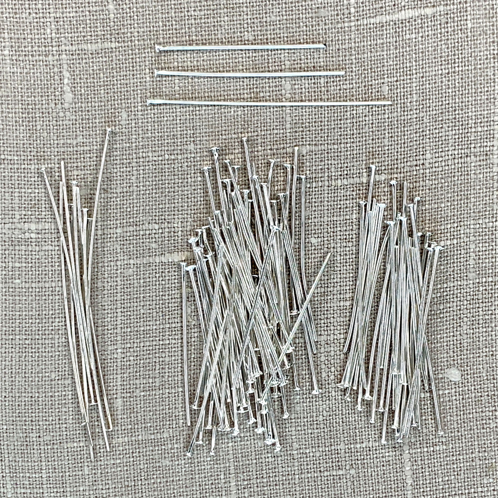 Assorted Head Pins, Silver 100pc