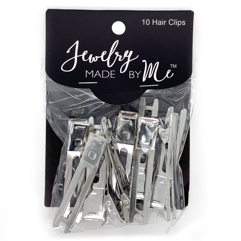 Silver Double Prong Hair Clips 10pc