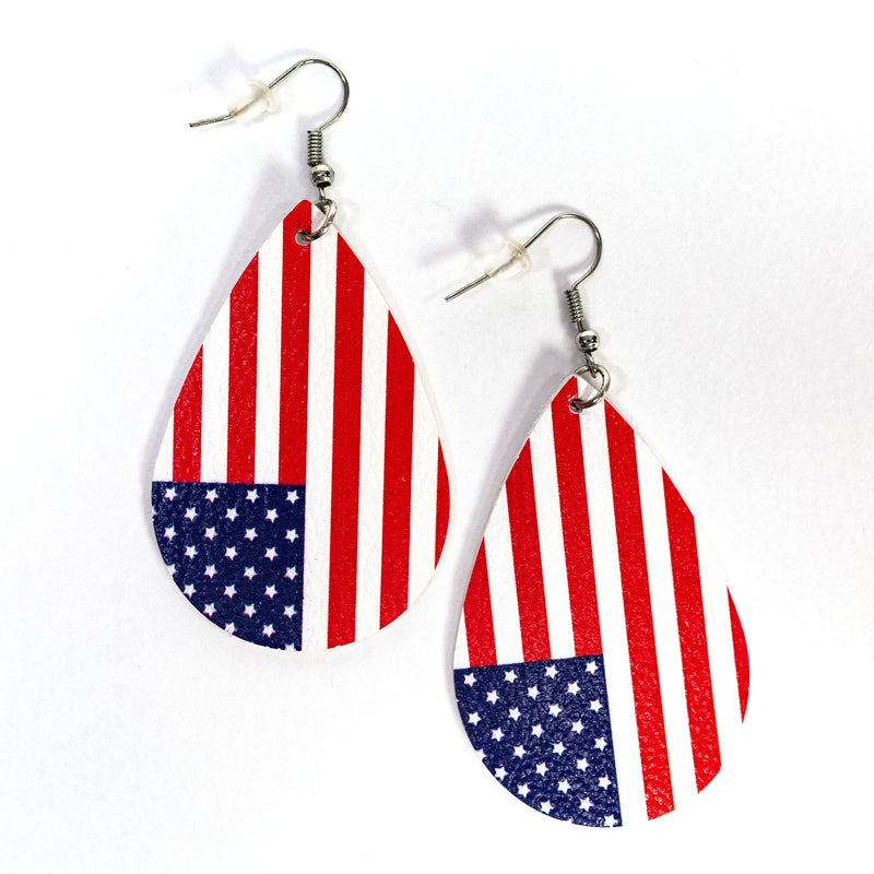 American Flag Teardrop Earrings