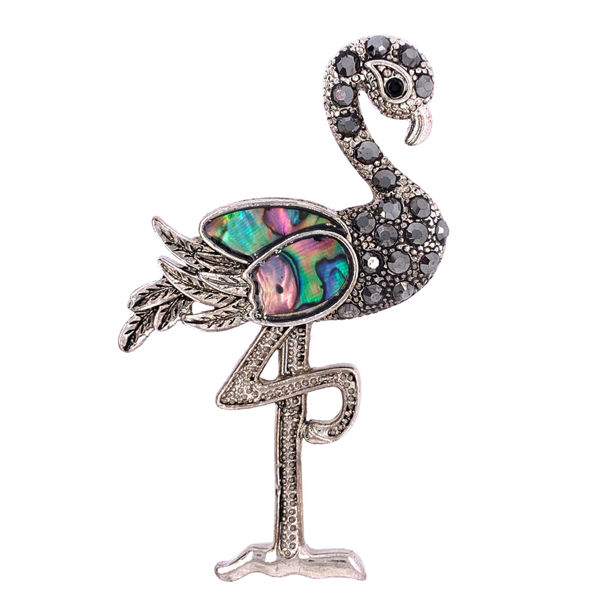 Abalone Shell Vintage Flamingo Brooch