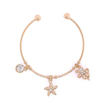 Gold Bangle Bracelet with 3 Charms