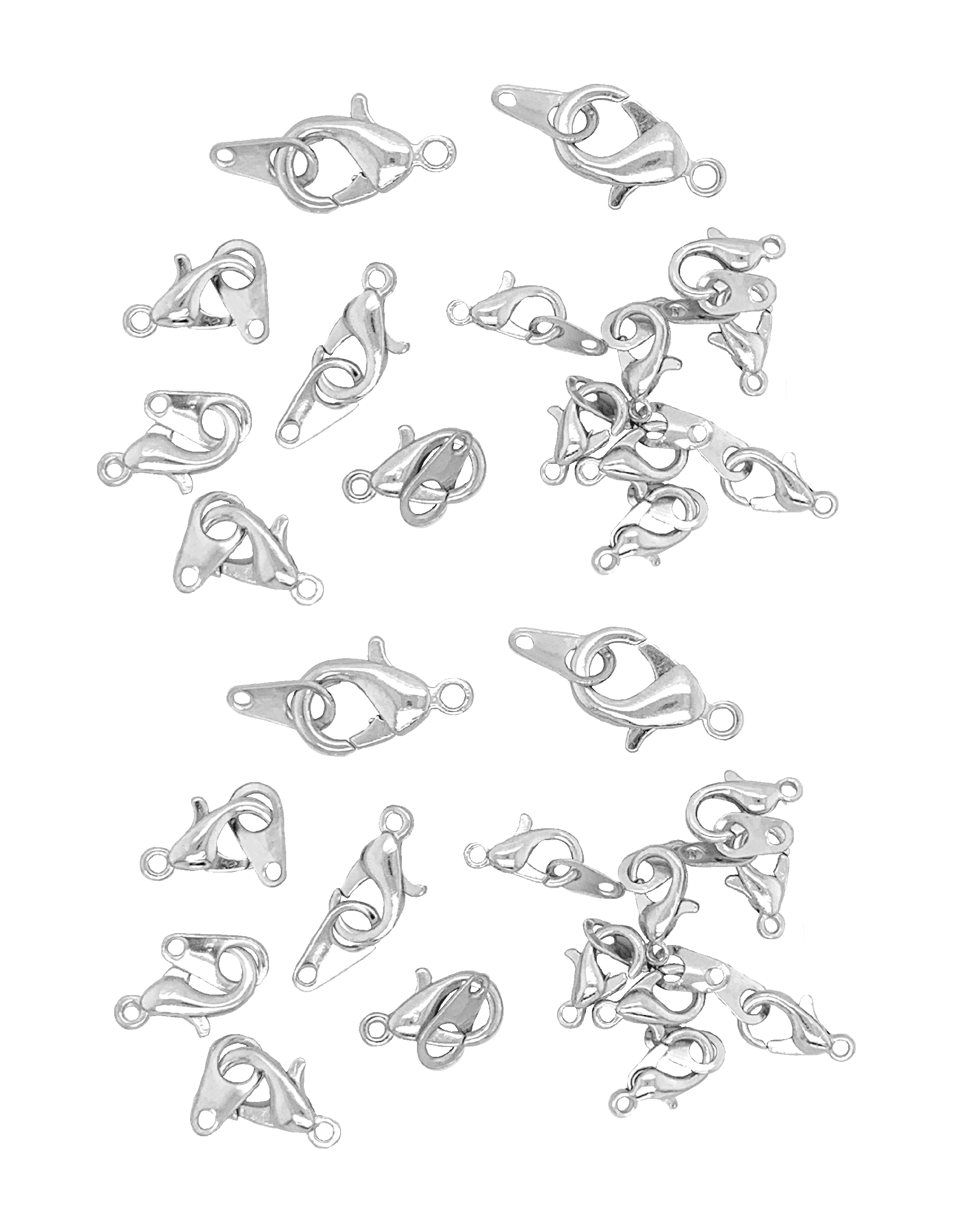 Classic Silver Lobster Clasps, 5mm, 6mm, 8mm 15pc