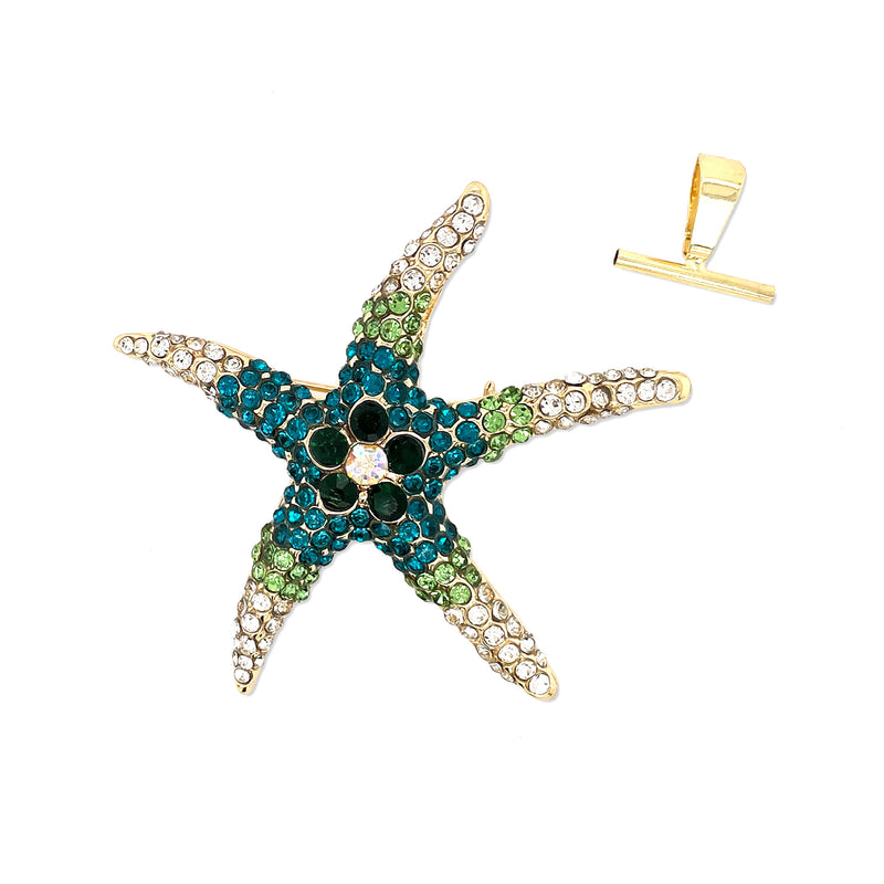 Ombre Jeweled Starfish Brooch with Pendant Converter
