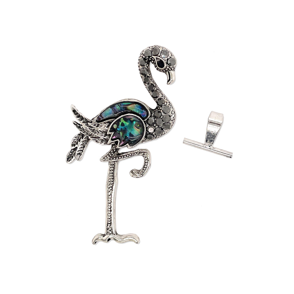 Abalone Flamingo Brooch with Pendant Converter
