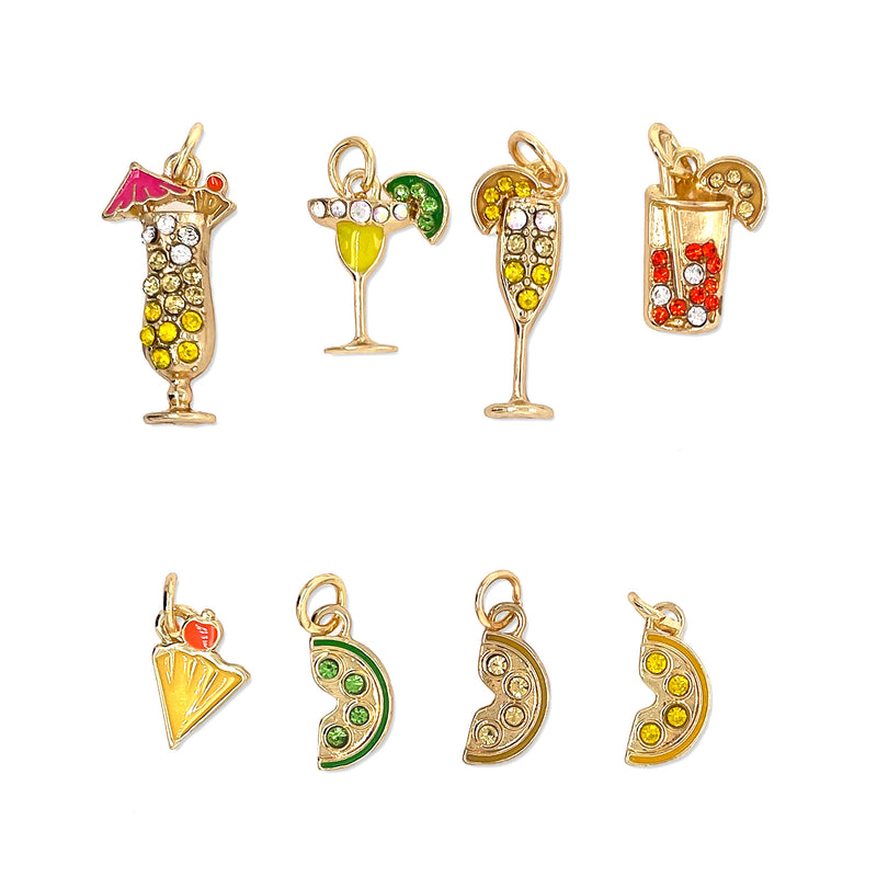 Drinks and Fruits Charms 8pc
