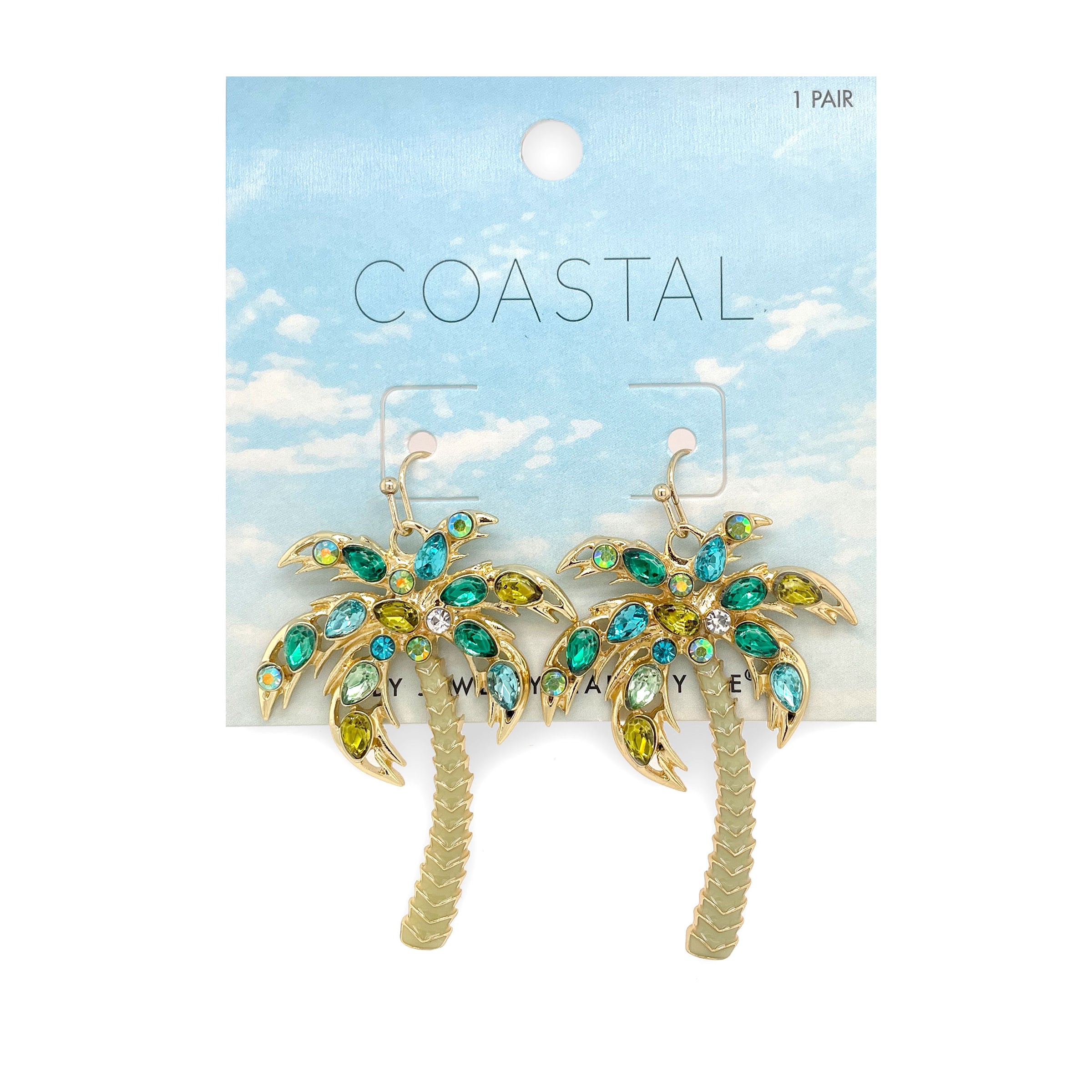 Palm Earrings with Pearls, Turquoise and Beads