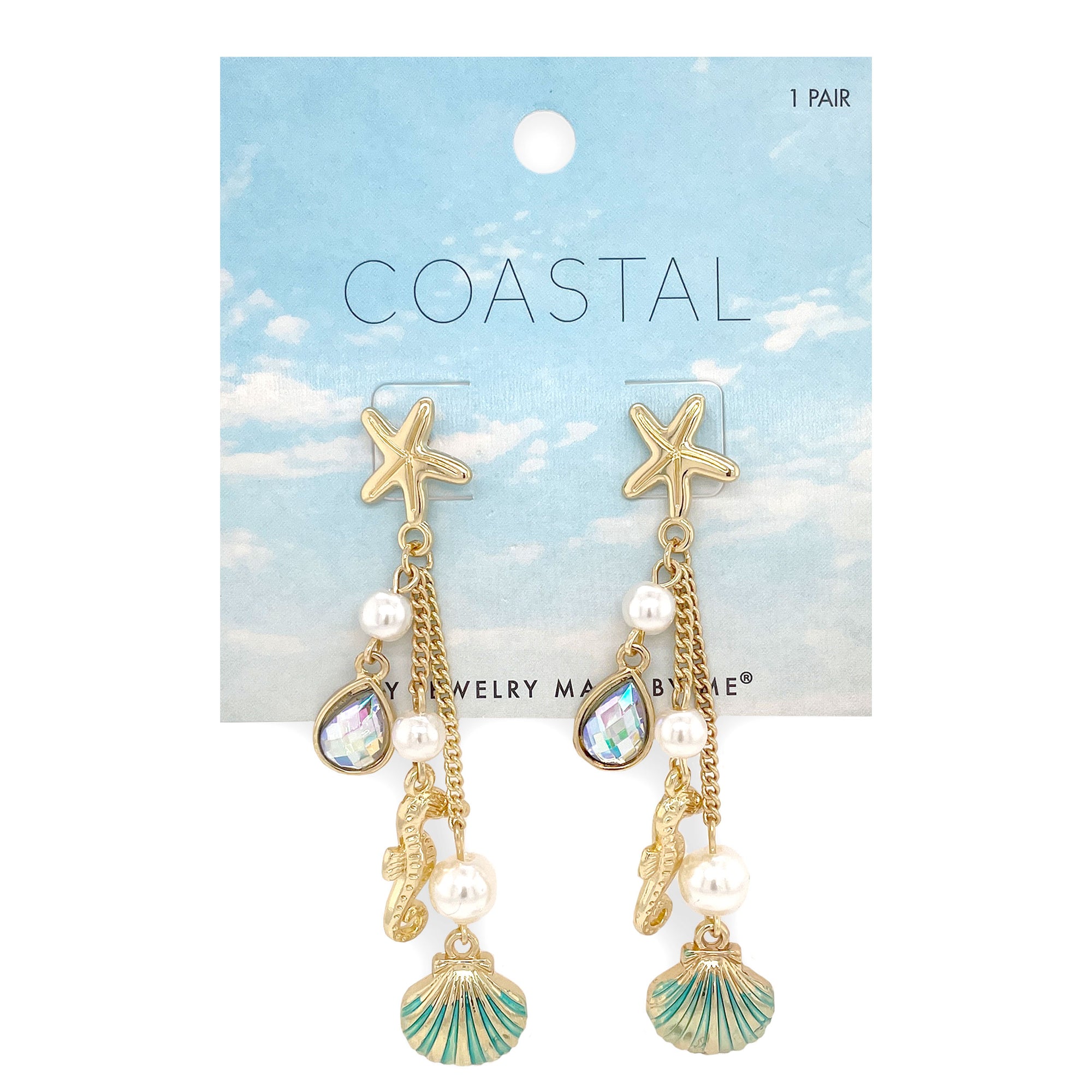 Shell Seahorse Dangle Earrings