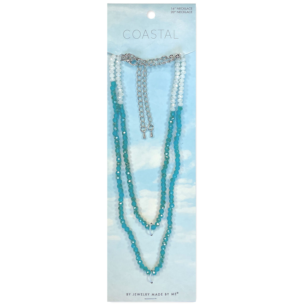 Moonstone and Apatite Glass Two Tone Necklaces 2pc Set