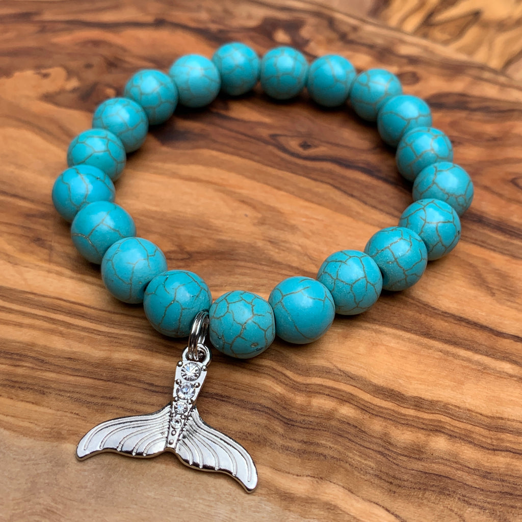 Turquoise Bracelet with Whale Tail Charm