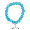 Handmade Stretch 8mm Stone Bead Bracelet Set with Charms Jade Grey and Turquoise 2pc