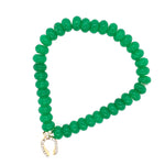 Handmade Stretch 8mm Stone Bead Bracelet Set with Charms green Aventurine and Rose Quartz 2pc