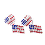 American Flag Rhinestone Earrings, Two Pair