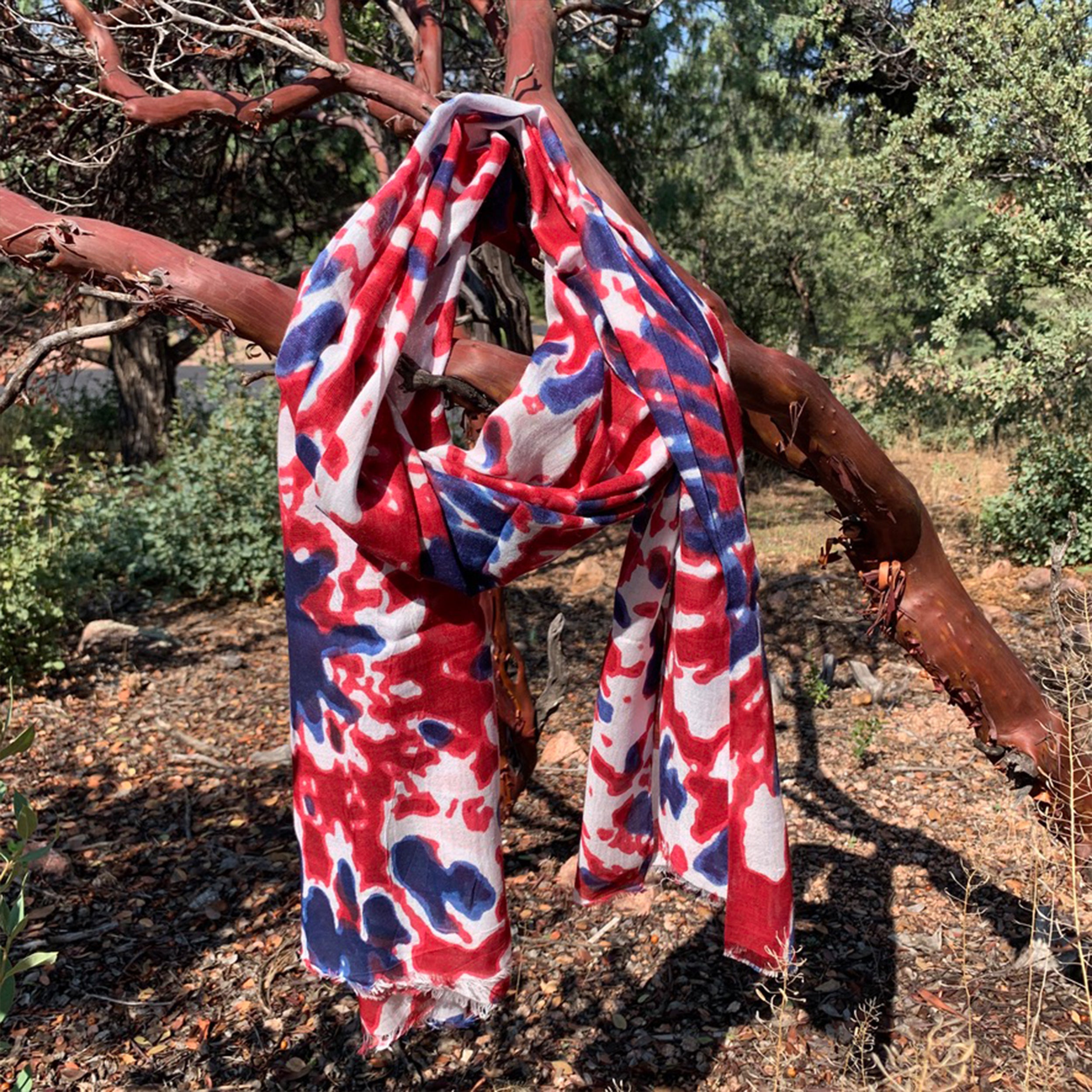 Red store White and Blue Narrow Long Scarf