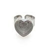Silver Heart Deep Closed Bezel Ring