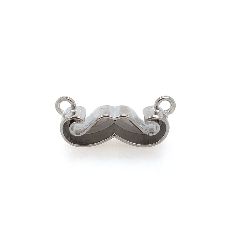 Silver Mustache Deep Closed Bezel Charm