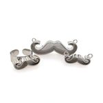 Silver Mustache Deep Closed Bezel Ring