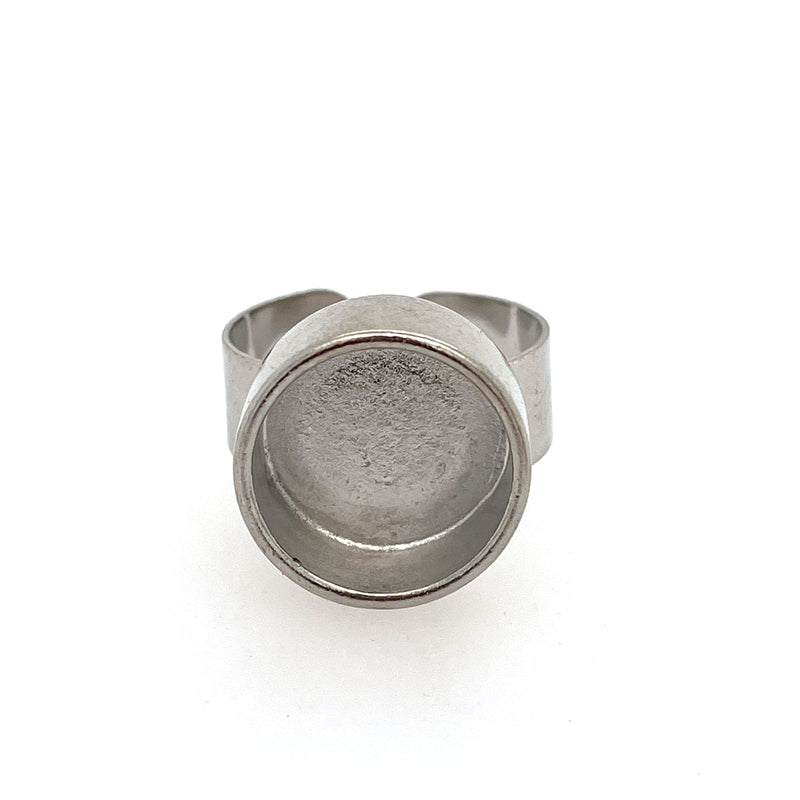 Silver Round Deep Closed Bezel Ring