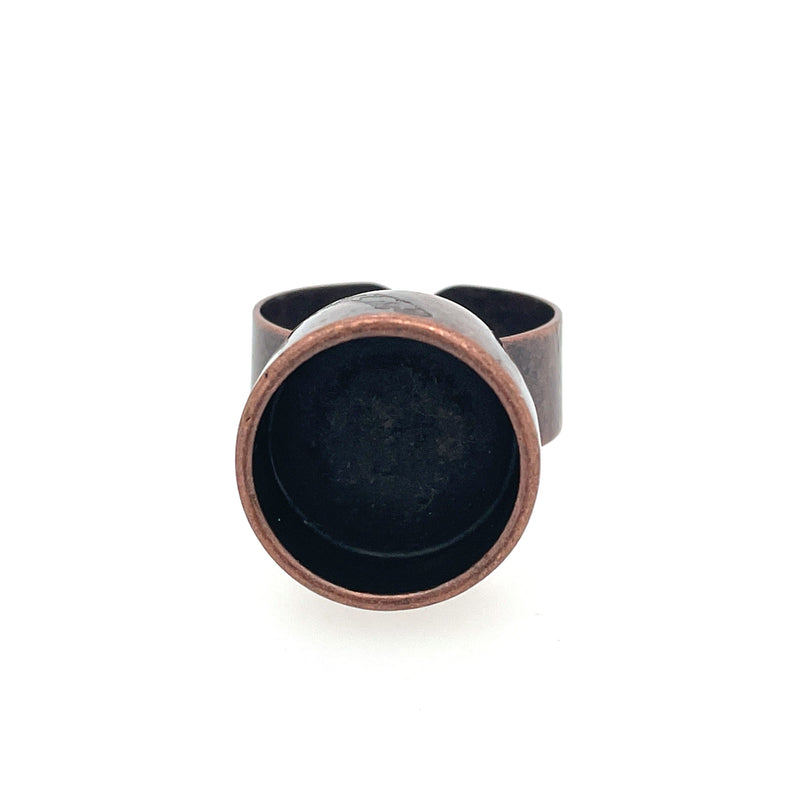 Copper Round Deep Closed Bezel Ring