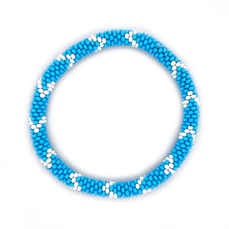 Light Blue and White Seed Bead Bracelet