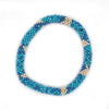Dark Blue and Aqua Seed Bead Bracelet