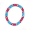 Bright Pink and Light Blue Seed Bead Bracelet